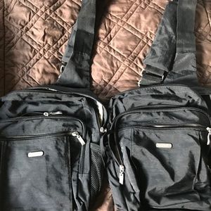 Two Black Canvas Baggallini Mini Sling Bags